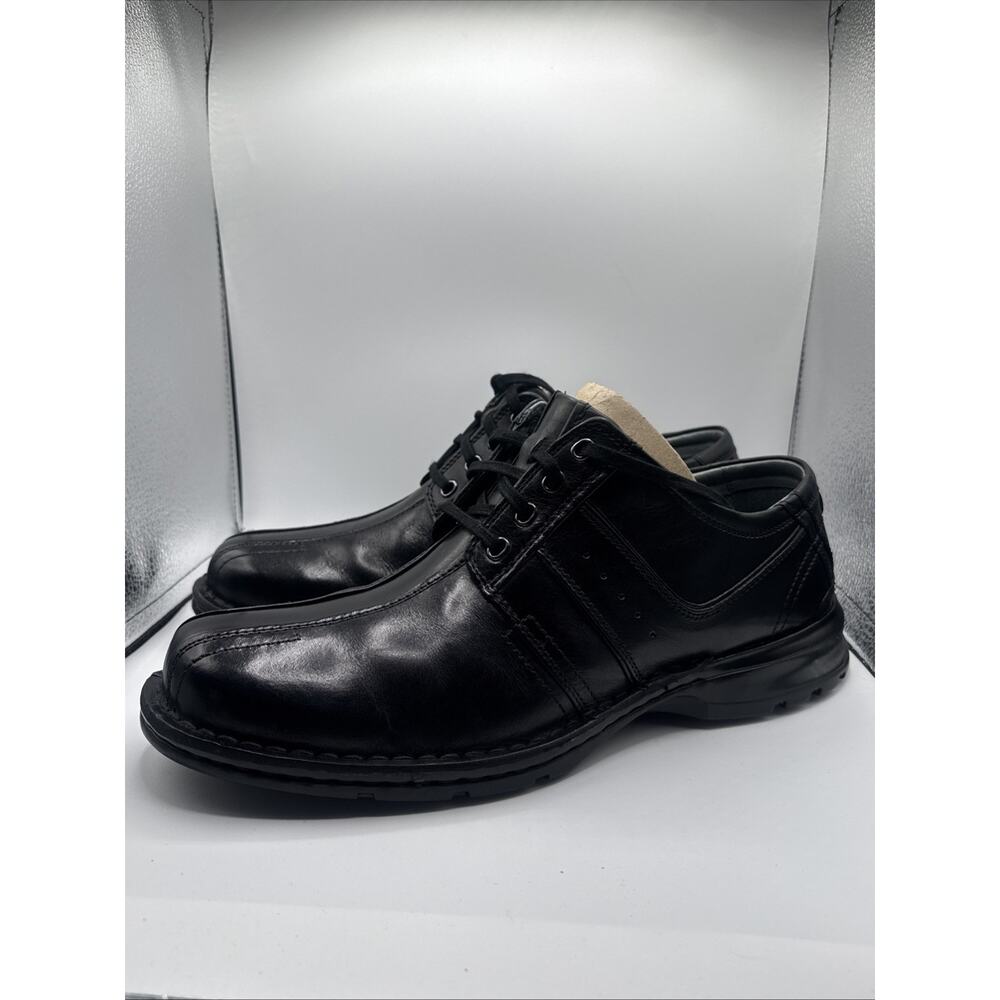 Clarks Men's Black Leather Bicycle Toe Lace-Up Shoes